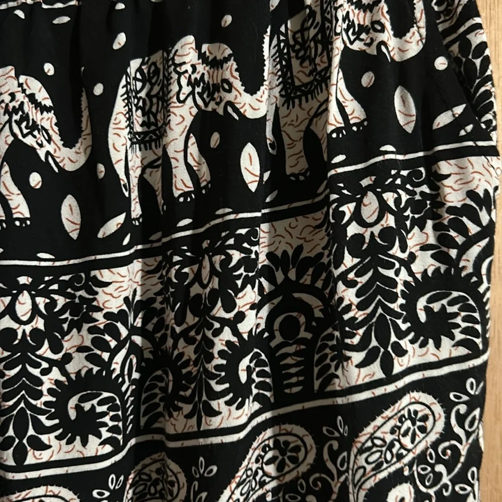 Julia Black and White Elephant Print Pants